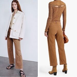 Nili Lotan Tomboy Pant. Button Fly. Brown. Size 4